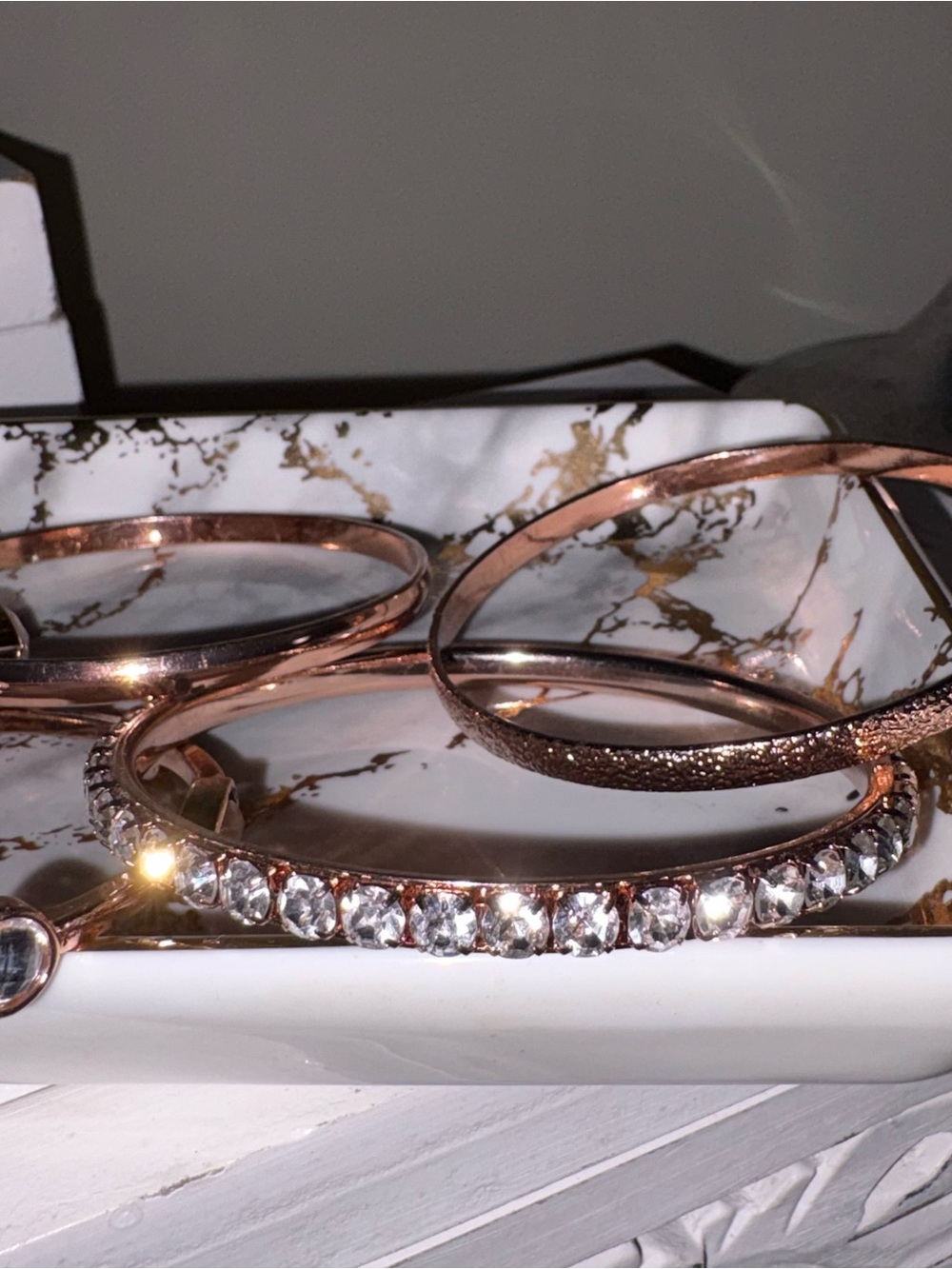 6 Rose Gold Stackable Bangle Bracelets - Picture 6 of 12